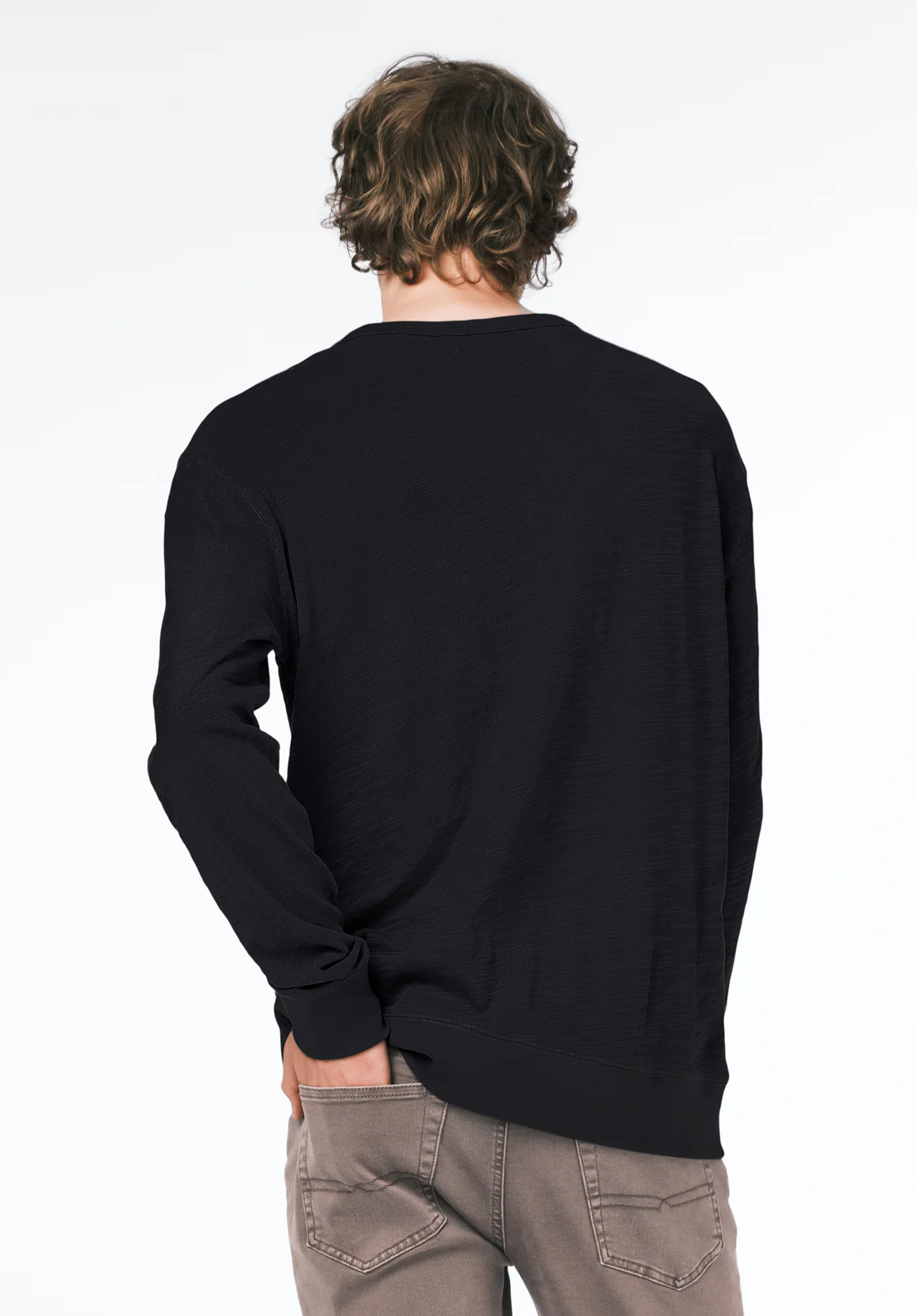 Kalder Men's Long Sleeve Relaxed Top, Black - BM24740 - Image 4