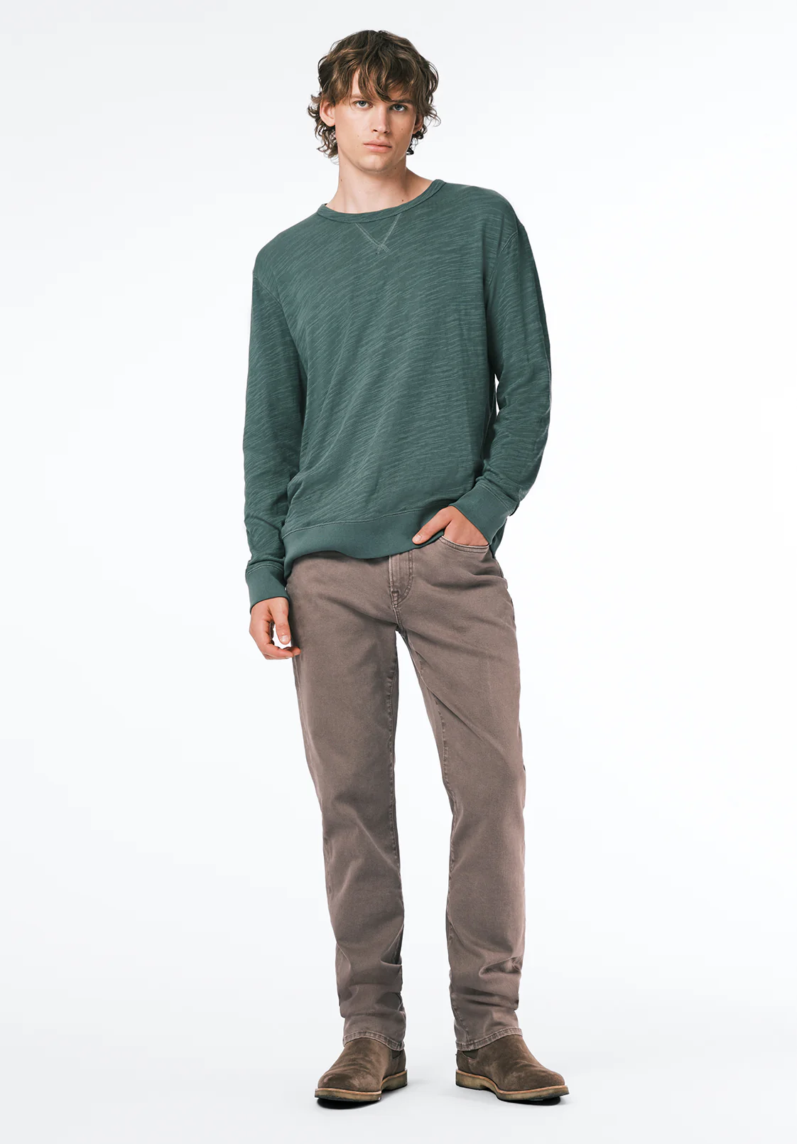 Kalder Men's Long Sleeve Relaxed Top, Dark Forest - BM24740