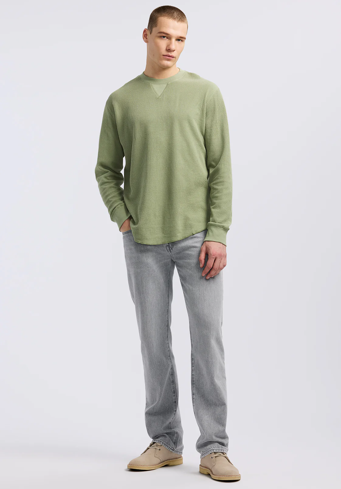 Kaleb Men's Long Sleeve Top, Hedge Green - BM24624