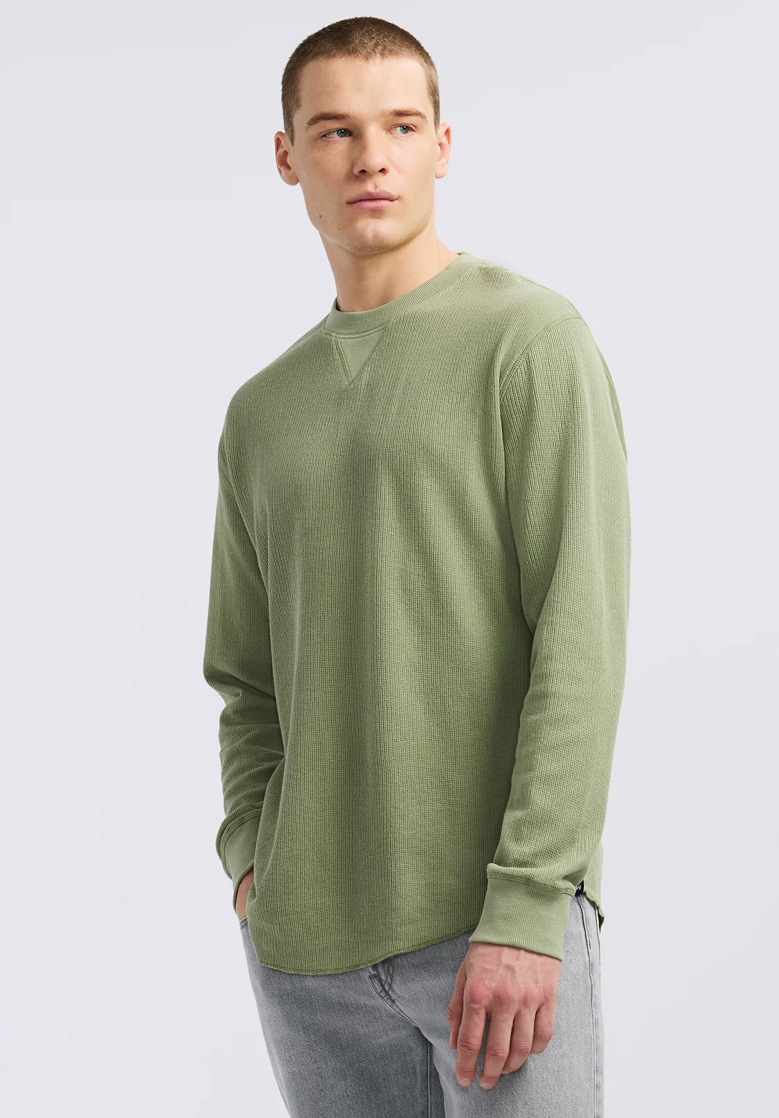 Kaleb Men's Long Sleeve Top, Hedge Green - BM24624 - Image 3