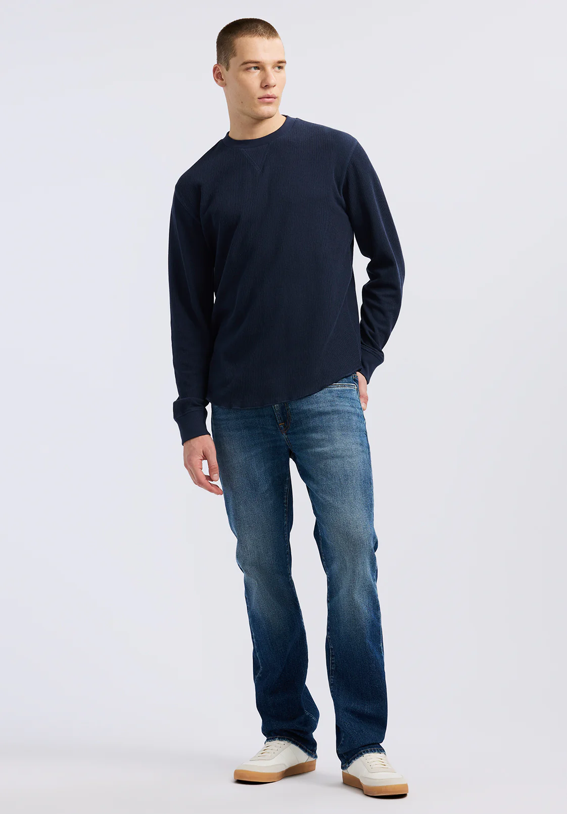 Kaleb Men's Long Sleeve Top, Midnight Blue - BM24624