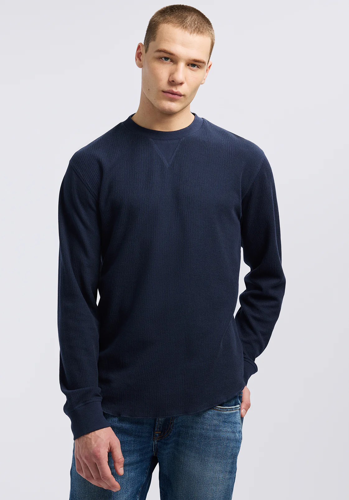 Kaleb Men's Long Sleeve Top, Midnight Blue - BM24624 - Image 2