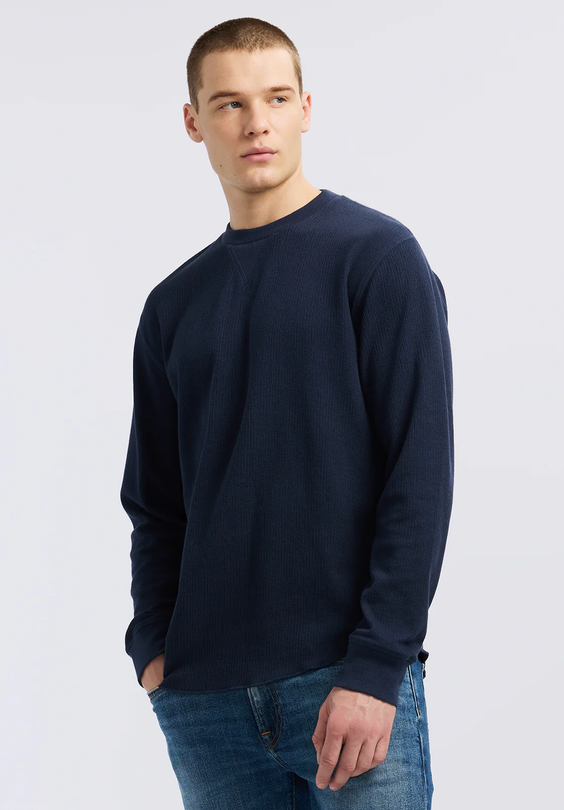Kaleb Men's Long Sleeve Top, Midnight Blue - BM24624 - Image 3
