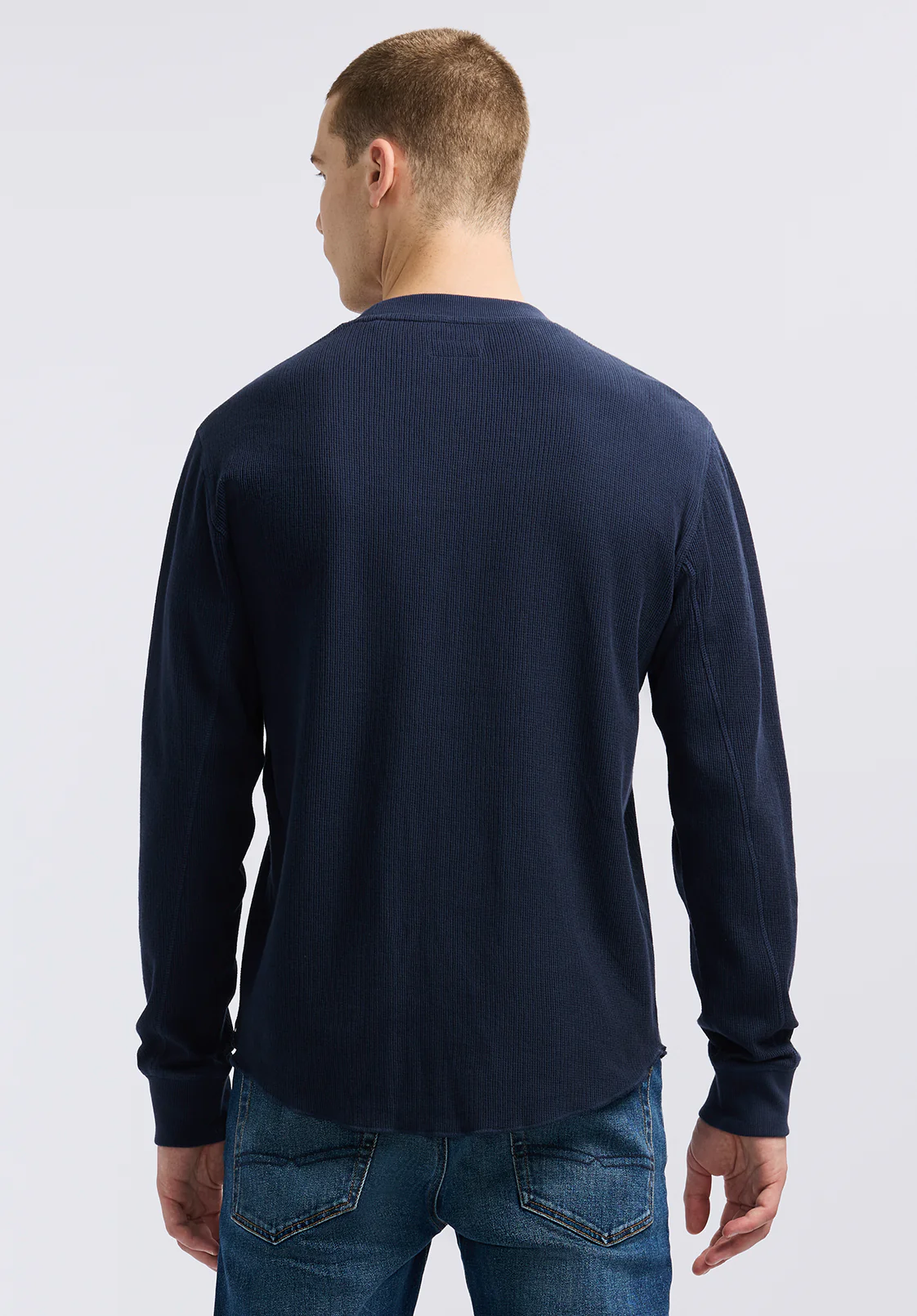 Kaleb Men's Long Sleeve Top, Midnight Blue - BM24624 - Image 4