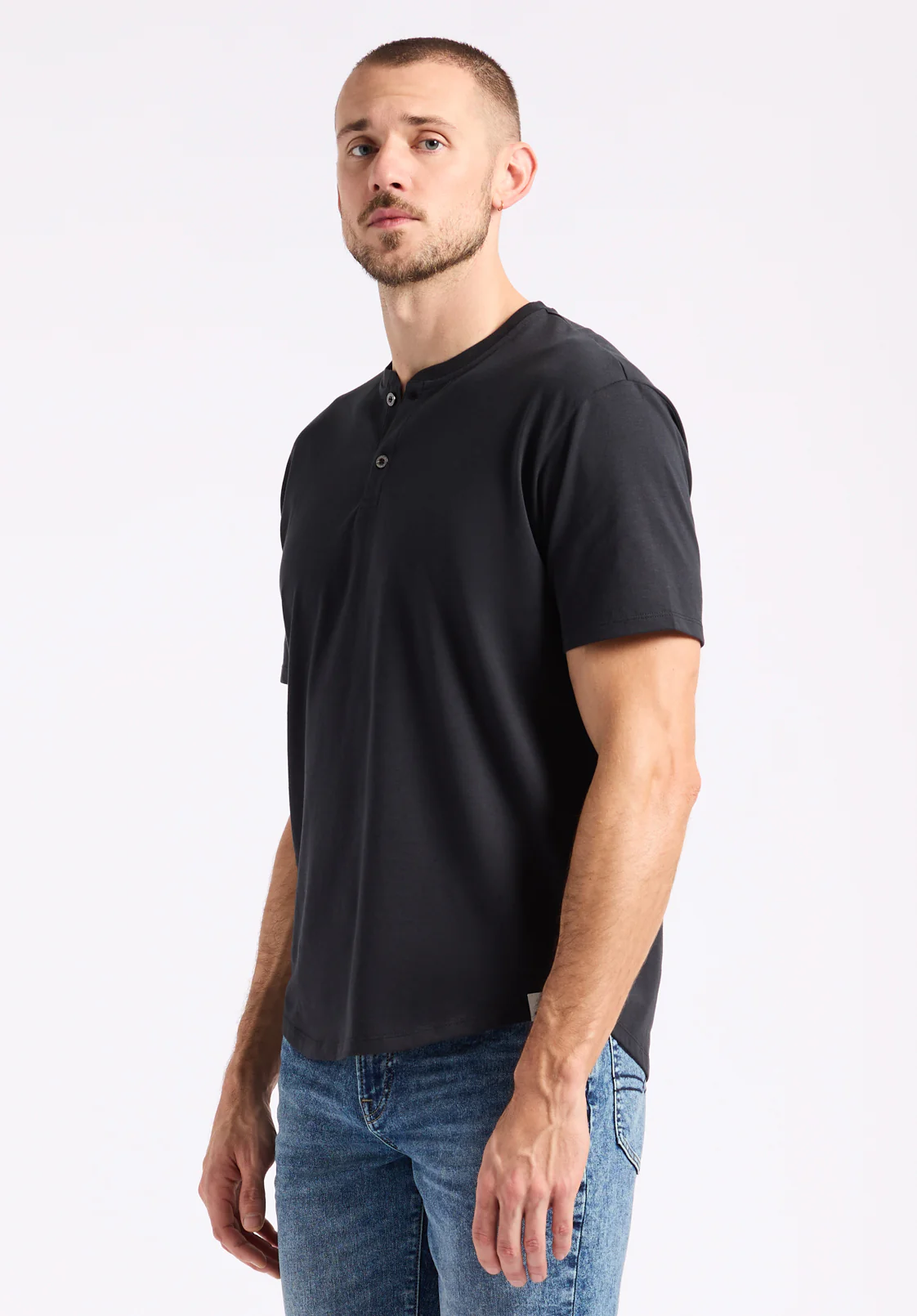 Kamel Men's Short Sleeve Jersey Henley, Black - BM24602 - Image 3