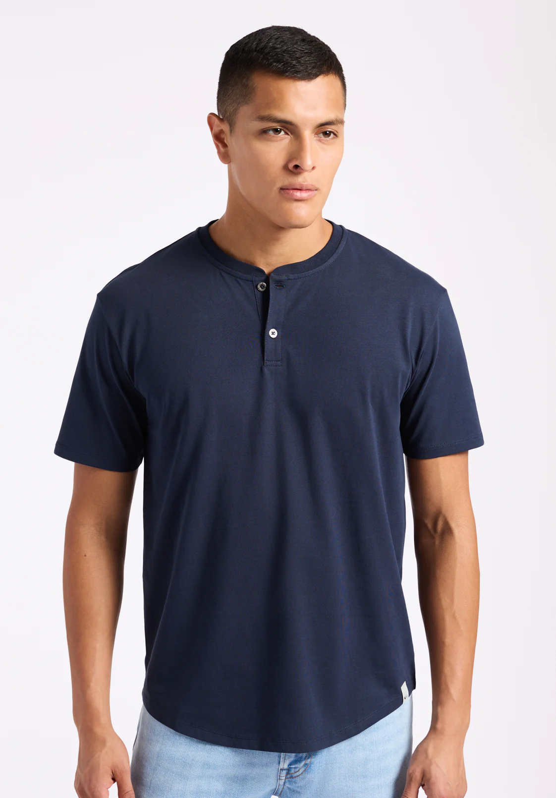 Kamel Men's Short Sleeve Jersey Henley, Midnight Blue - BM24602 - Image 2