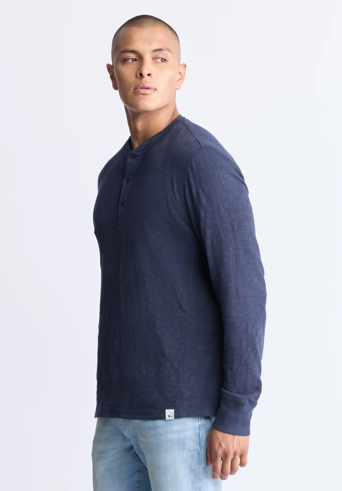 Kandid Men's Long Sleeve Henley, Midnight Blue - BM24522 - Image 4