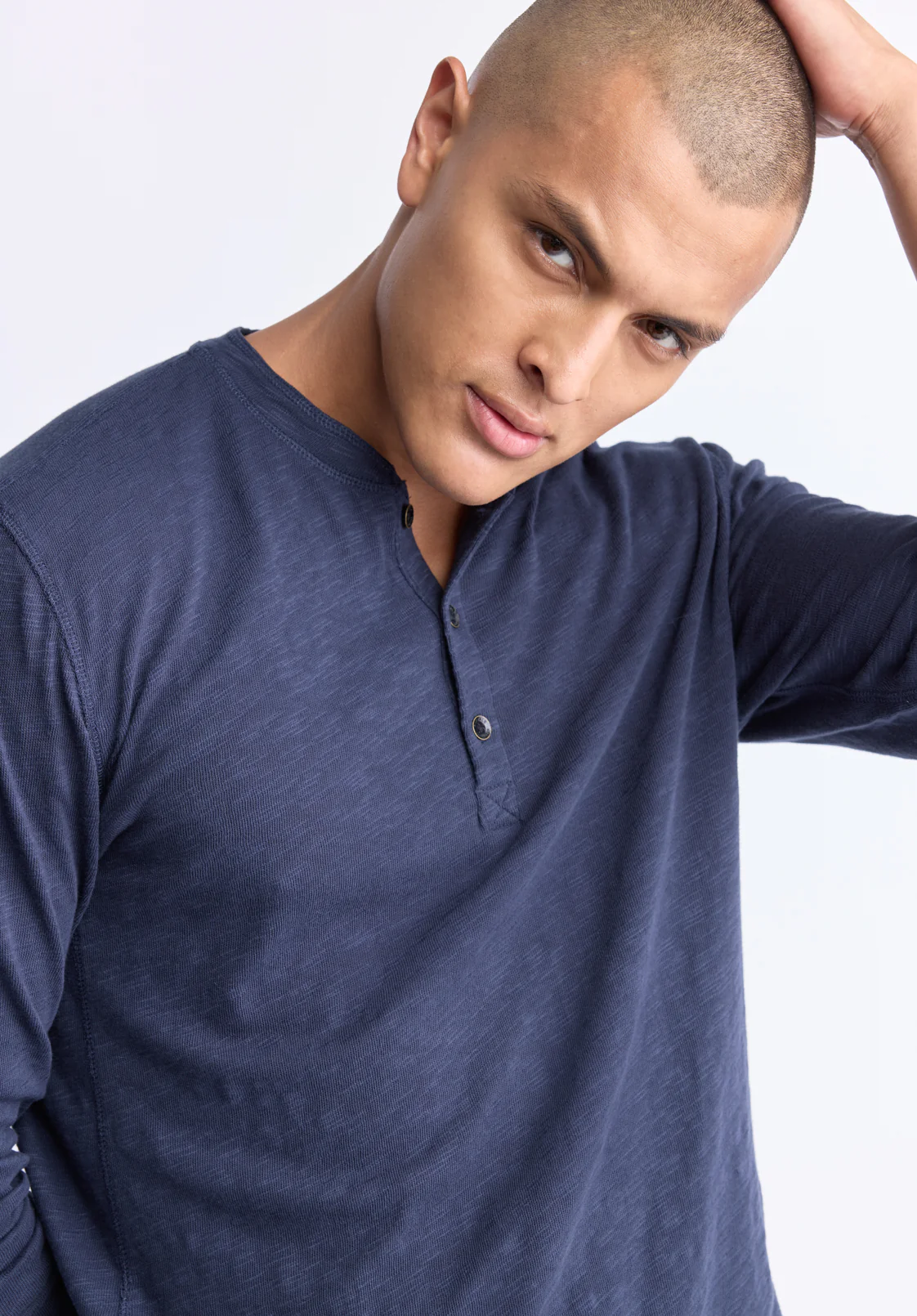 Kandid Men's Long Sleeve Henley, Midnight Blue - BM24522 - Image 6