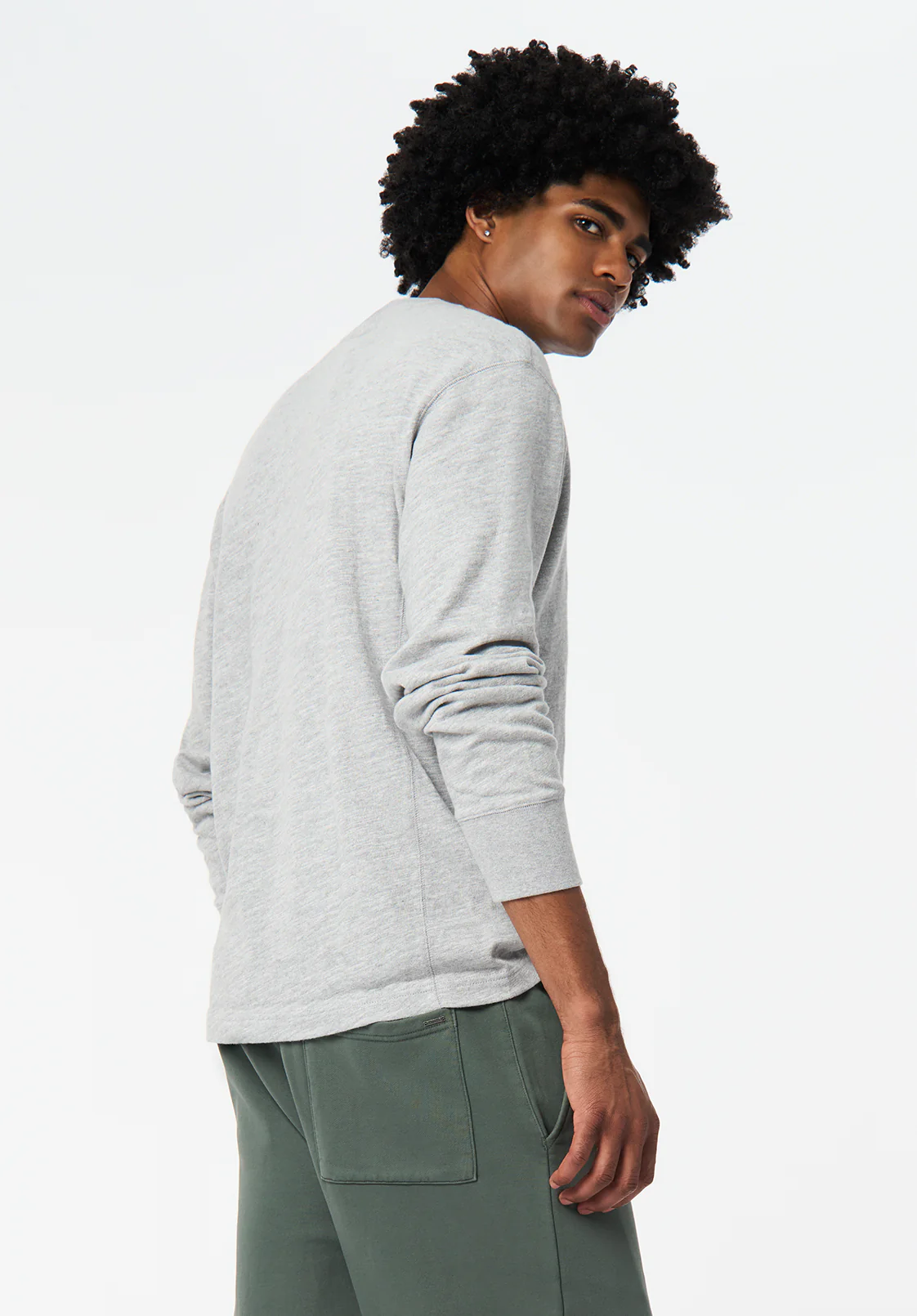 Kandid Men's Long Sleeve Relaxed Henley, Heather Grey - BM24660 - Image 2