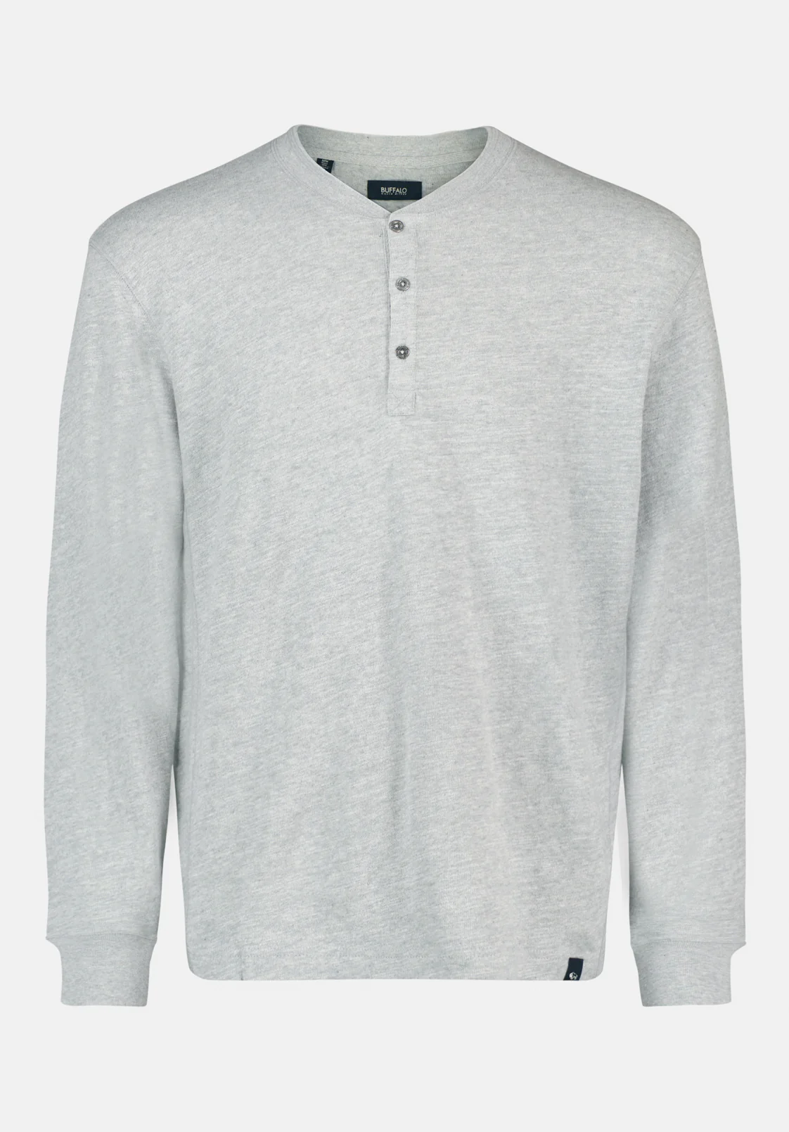 Kandid Men's Long Sleeve Relaxed Henley, Heather Grey - BM24660 - Image 4