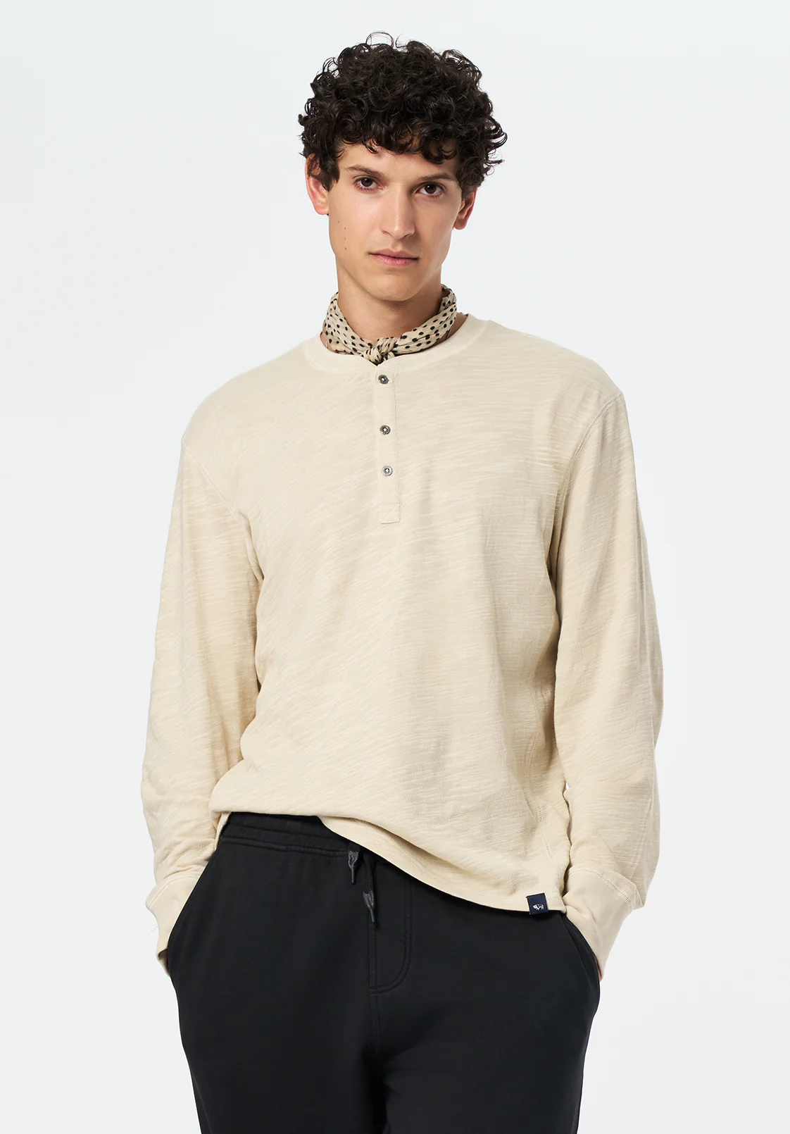 Kandid Men's Long Sleeve Relaxed Henley, Peyote - BM24660 - Image 2