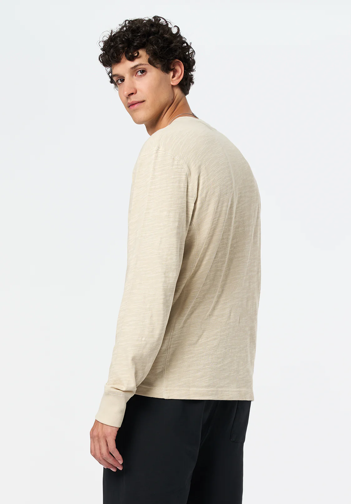 Kandid Men's Long Sleeve Relaxed Henley, Peyote - BM24660 - Image 4