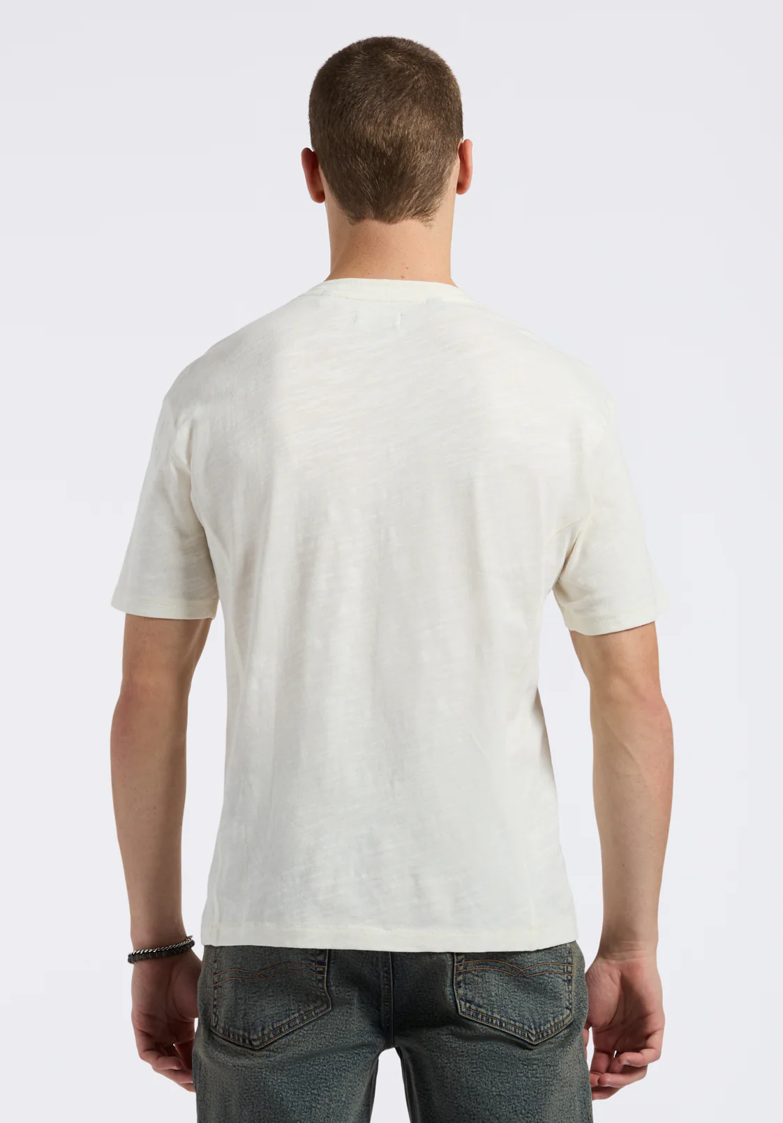 Kandido Men's Short Sleeve Slub Knit Henley, Milk - BM24605 - Image 4