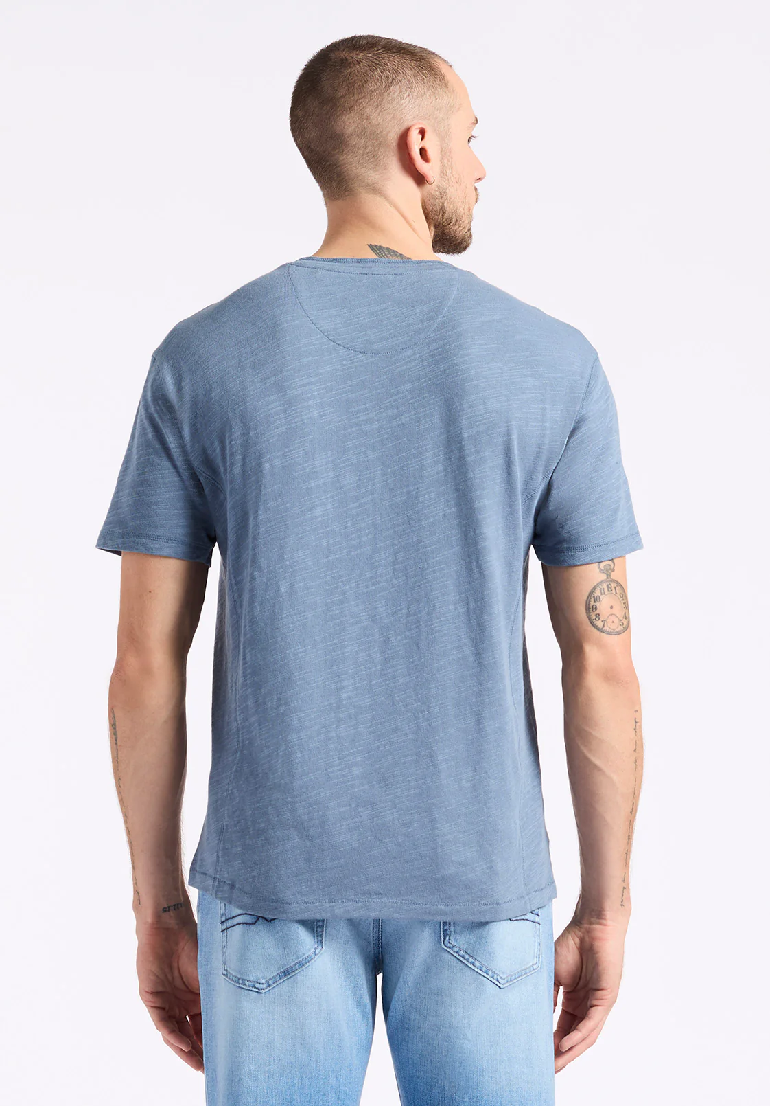 Kandido Men's Short Sleeve Slub Knit Henley, Mirage - BM24605 - Image 4