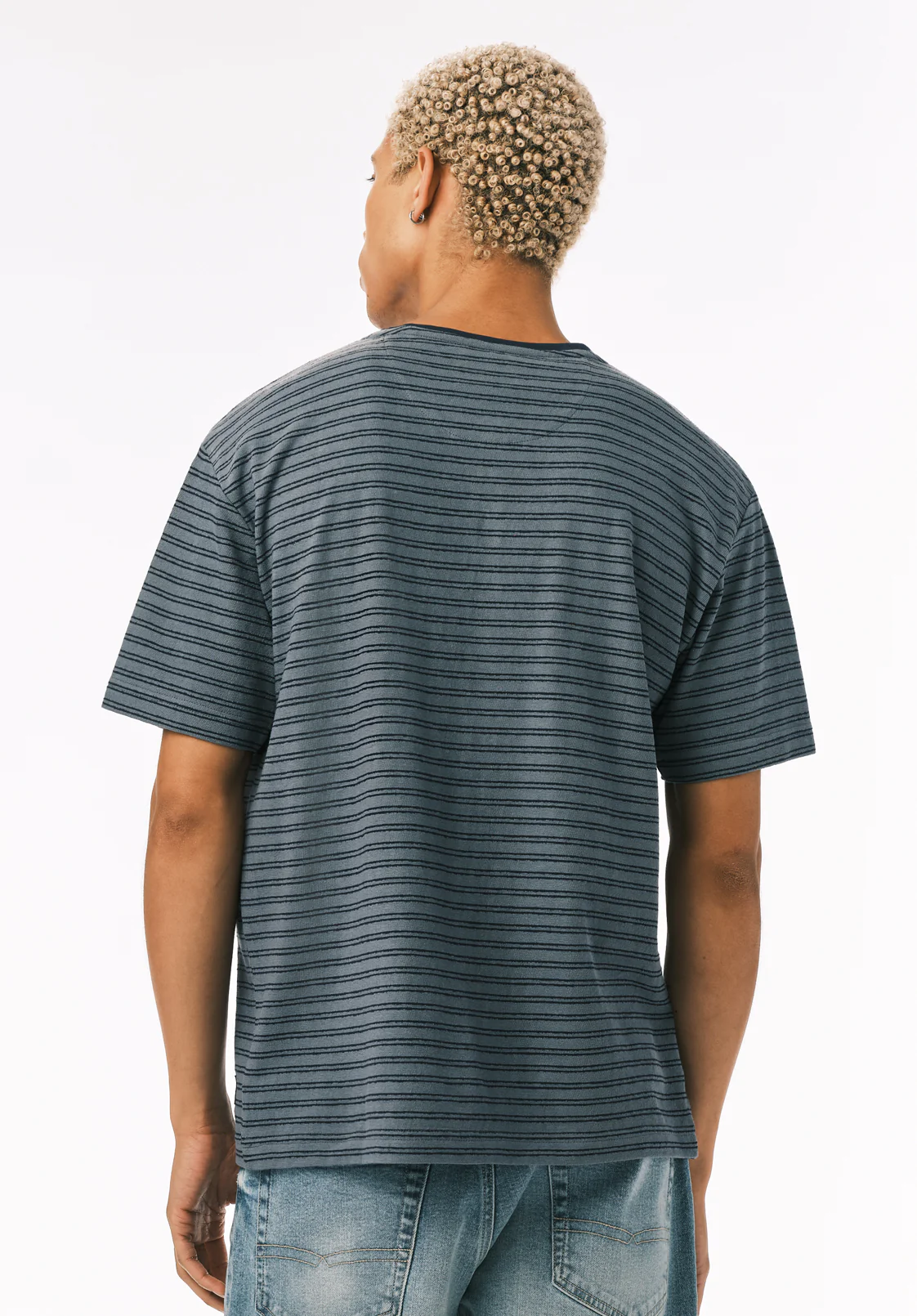 Kandido Men's Short Sleeve Striped Henley, Mirage - BM24805 - Image 4