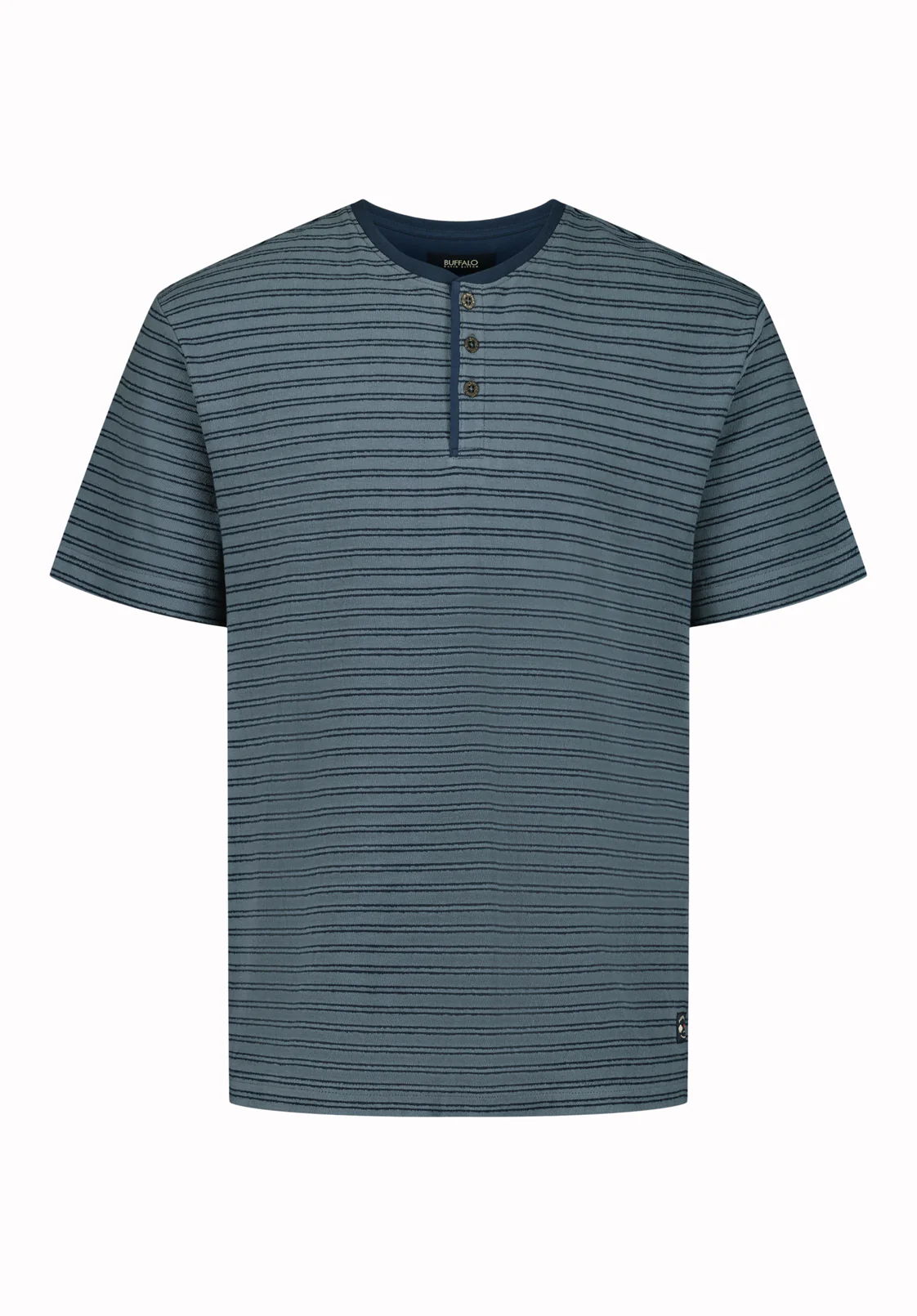Kandido Men's Short Sleeve Striped Henley, Mirage - BM24805 - Image 5