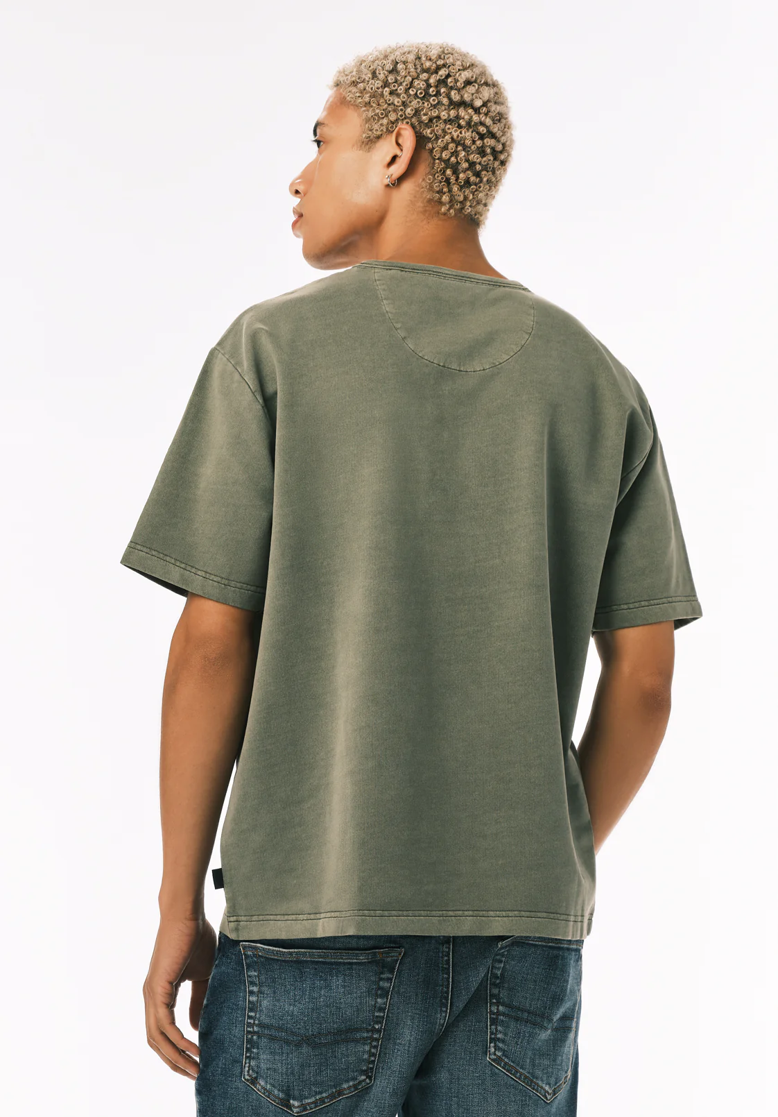 Kandor Men's Short Sleeve Henley, Army Green - BM24782 - Image 4