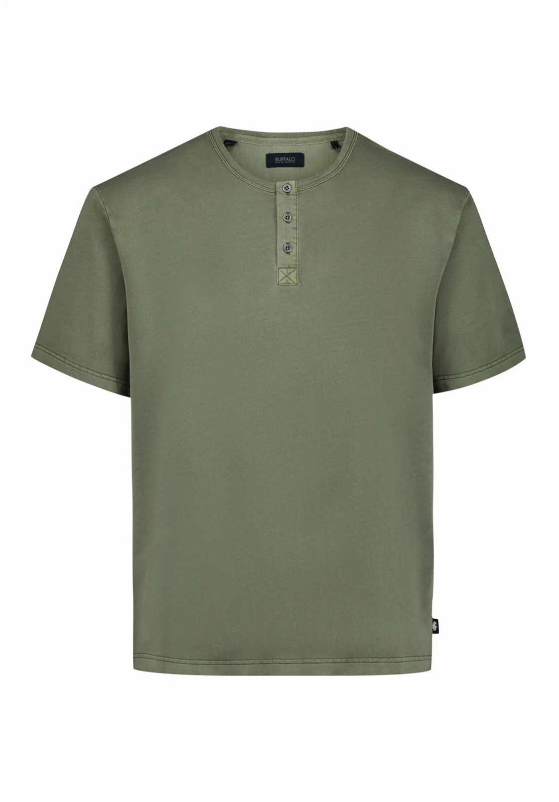 Kandor Men's Short Sleeve Henley, Army Green - BM24782 - Image 5