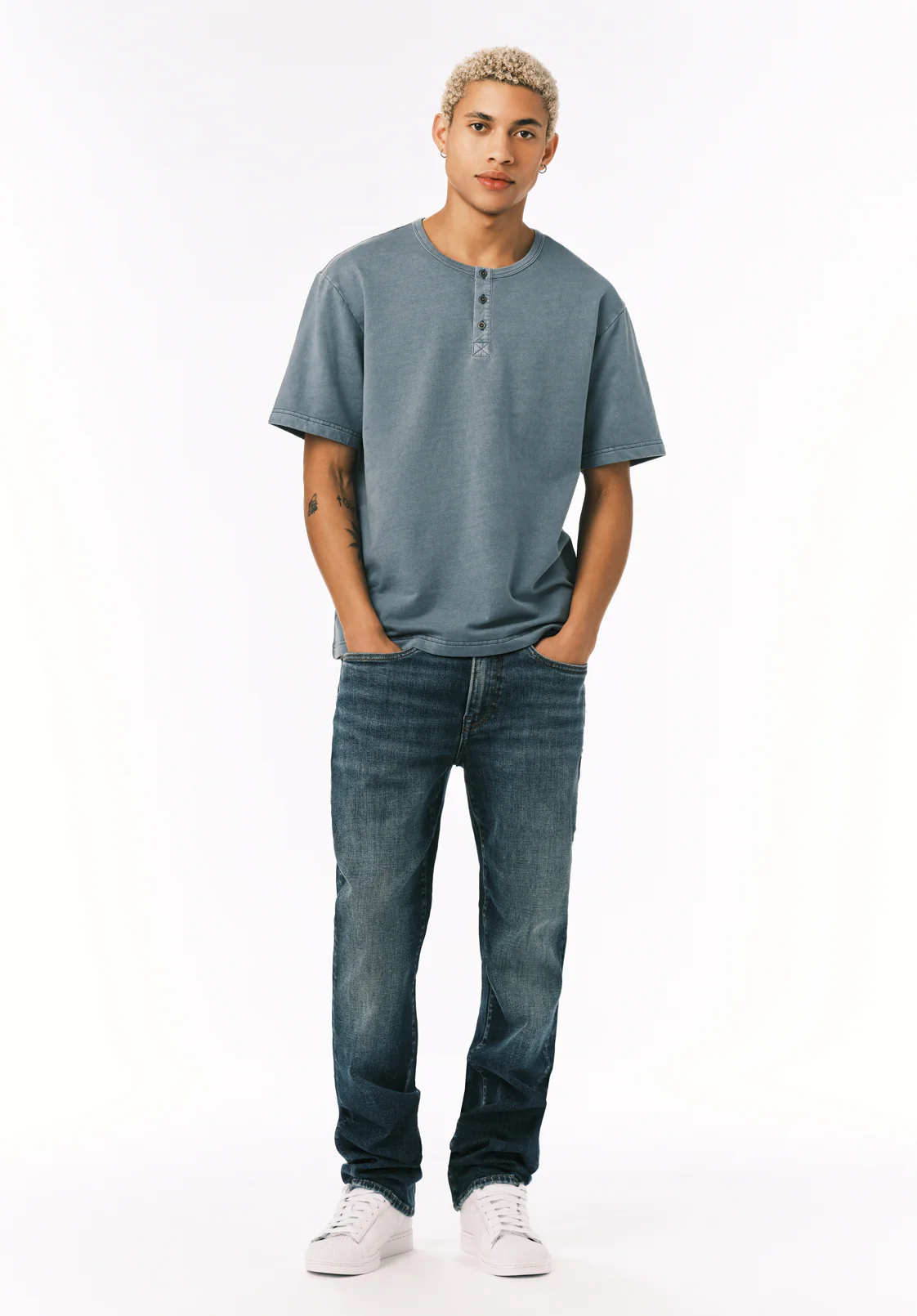 Kandor Men's Short Sleeve Henley, Mirage - BM24782