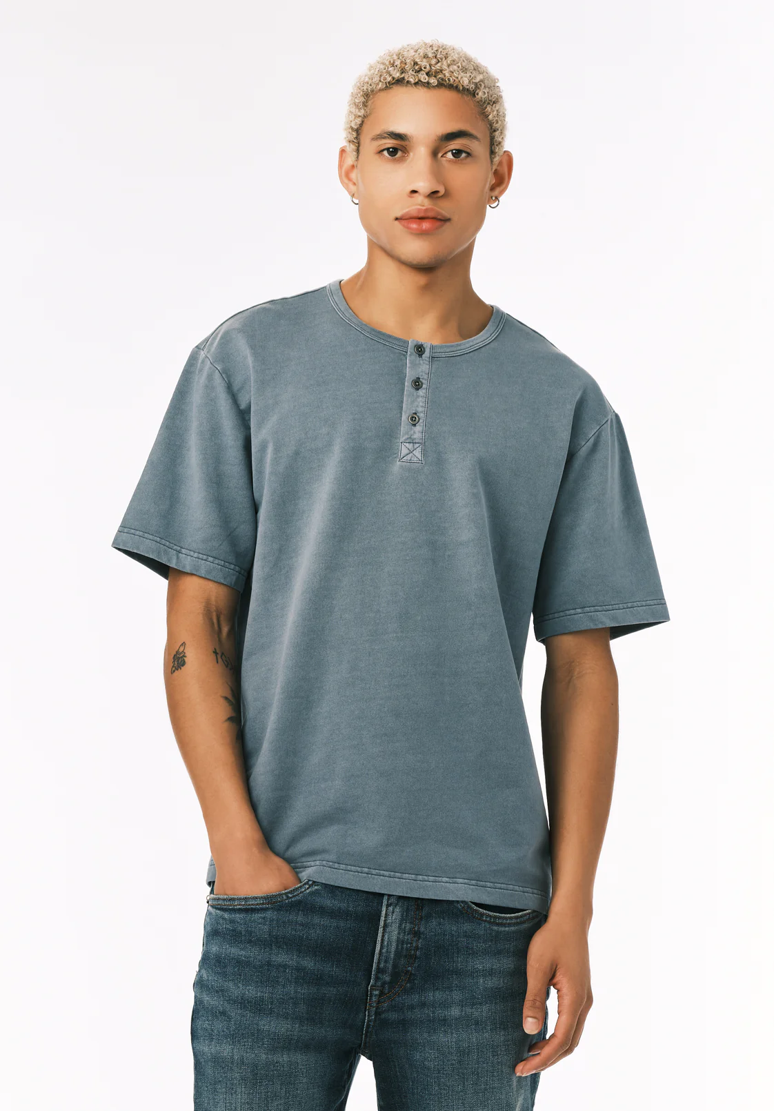 Kandor Men's Short Sleeve Henley, Mirage - BM24782 - Image 2