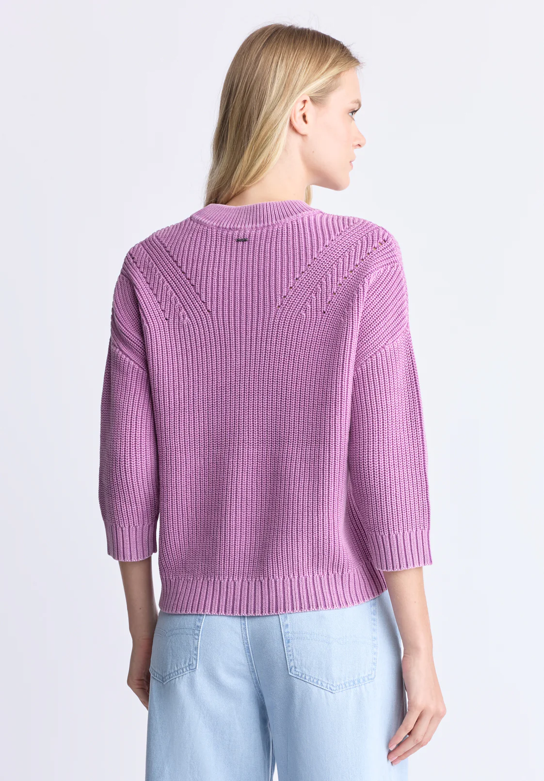 Kassandra Women's 3/4 Sleeve Pointelle Stitch Sweater, Brt Purple - SW0100H - Image 4