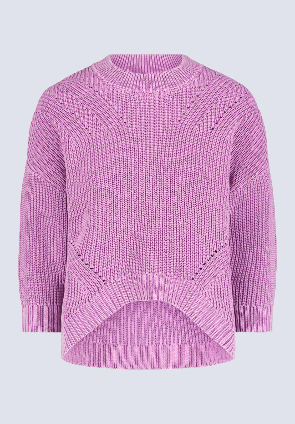 Kassandra Women's 3/4 Sleeve Pointelle Stitch Sweater, Brt Purple - SW0100H - Image 5
