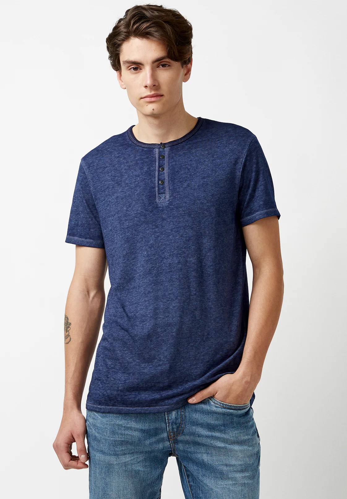 Kasum Men's Short Sleeve Henley, Whale - BM21411 - Image 5