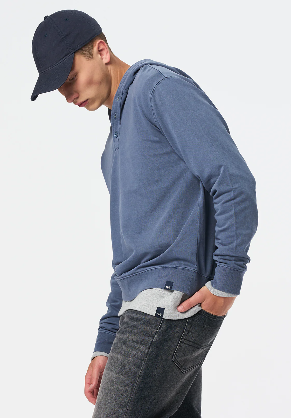 Kaye Men's Long Sleeve Relaxed Henley Hoodie, Mirage - BM24675 - Image 3
