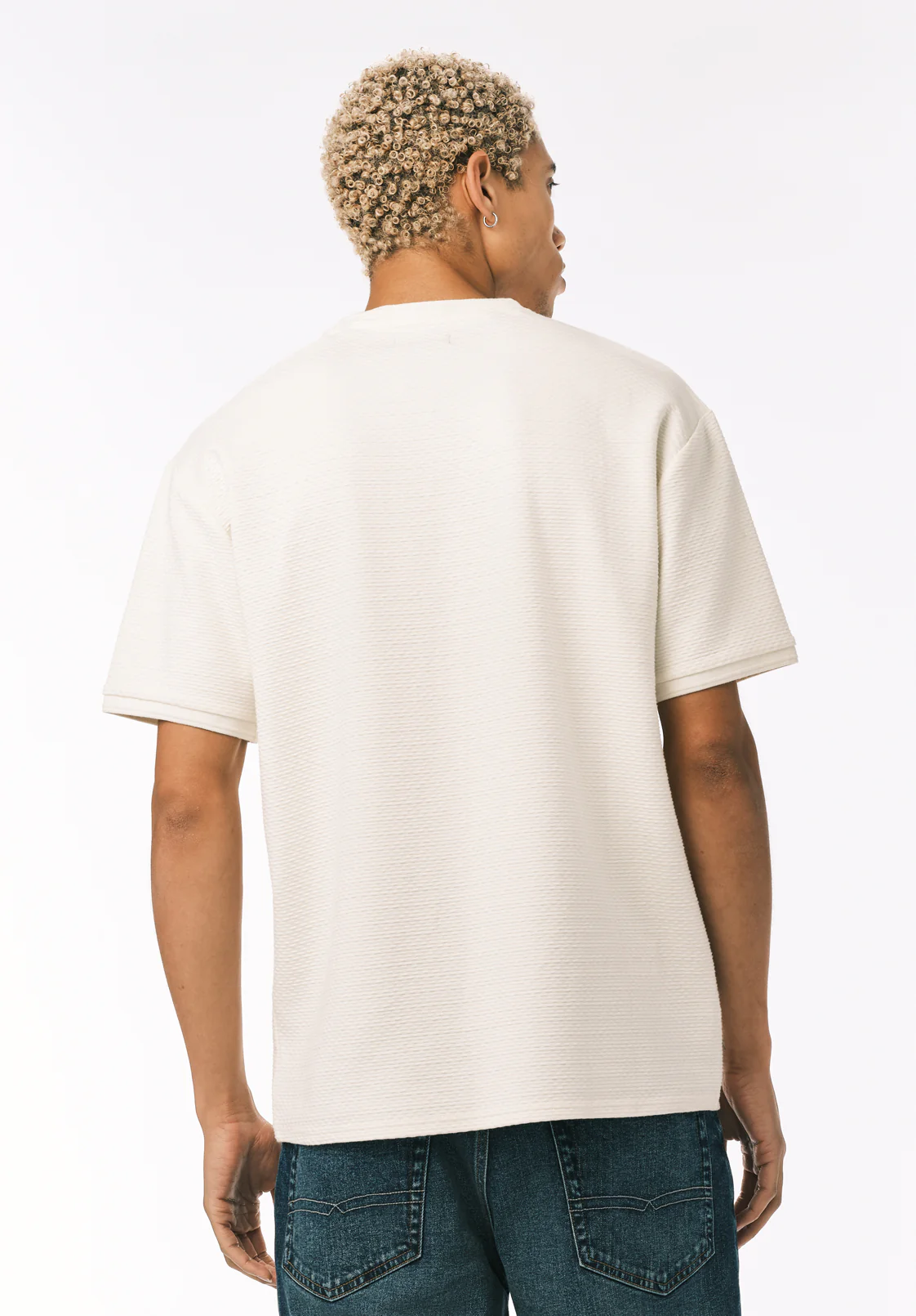 Kellen Men's Textured Knit Tee, Milk - BM24758 - Image 4