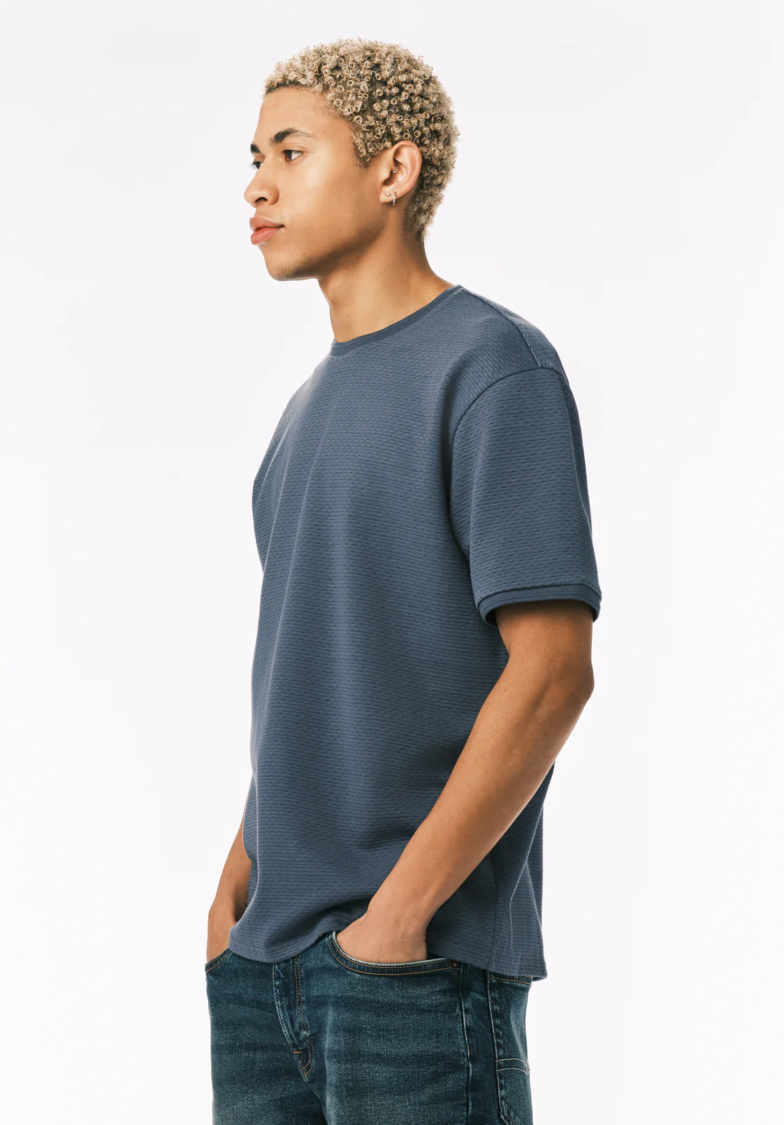 Kellen Men's Textured Knit Tee, Vintage Indigo - BM24758 - Image 3