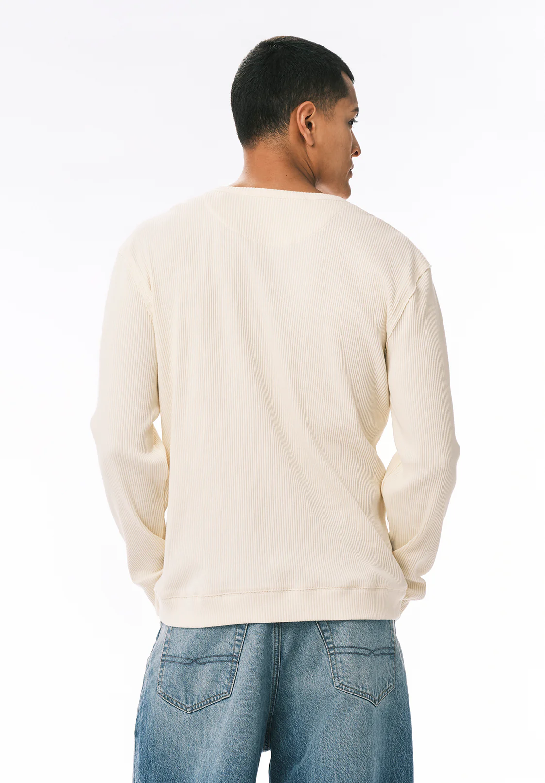 Kendro Men's Long Sleeve Henley, Buttercream - BM24762 - Image 4