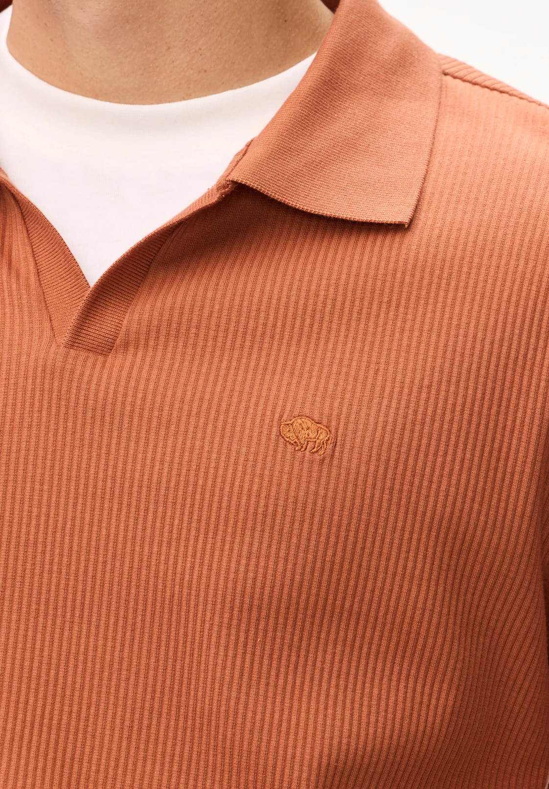 Kido Men's Short Sleeve Ribbed Polo, Coconut Shell - BM24877 - Image 5