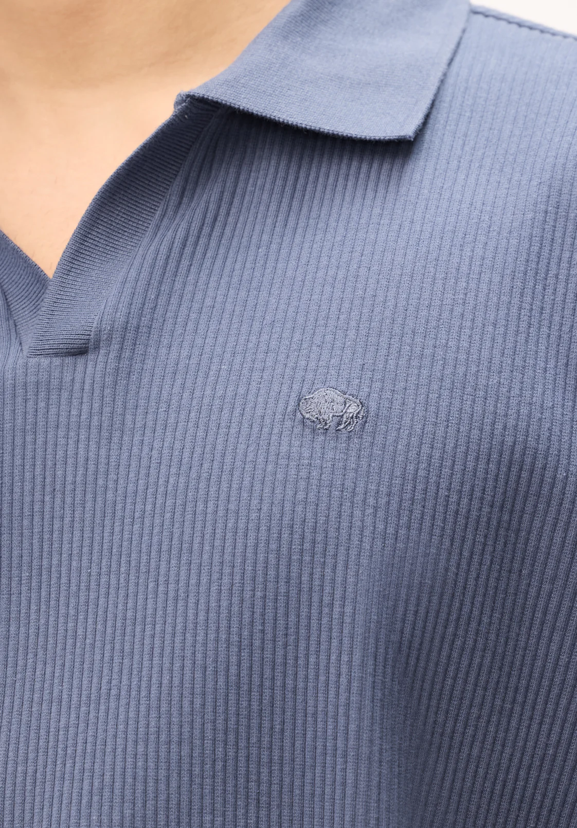 Kido Men's Short Sleeve Ribbed Polo, Vintage Indigo - BM24877 - Image 5