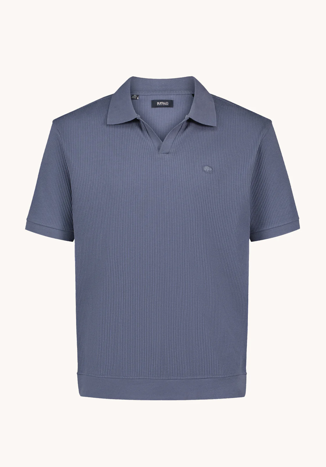 Kido Men's Short Sleeve Ribbed Polo, Vintage Indigo - BM24877 - Image 6