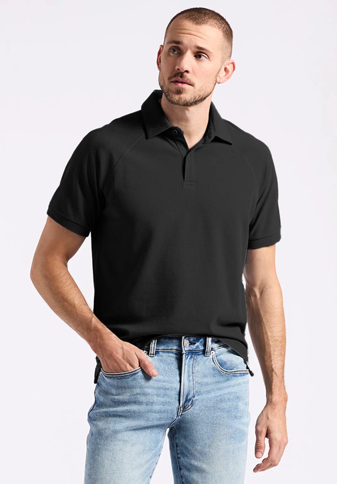 Kindell Men's Short Sleeve Pique Polo, Black - BM24608
