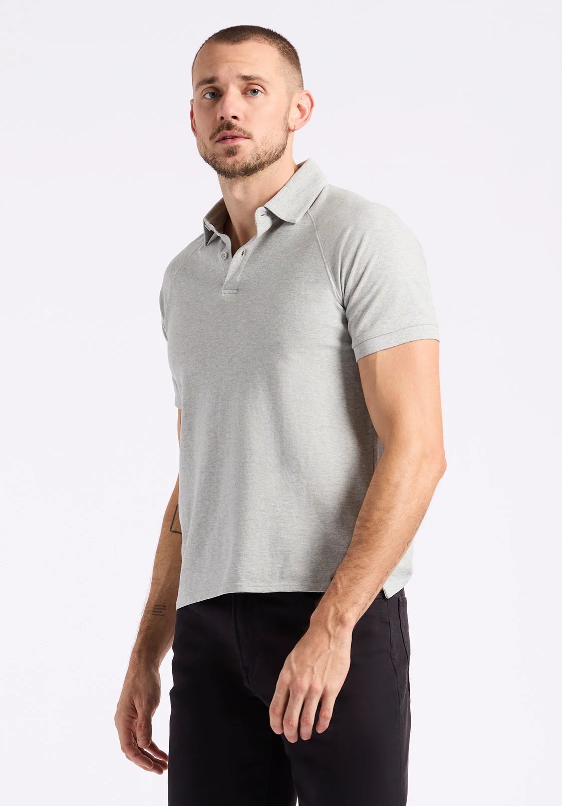 Kindell Men's Short Sleeve Pique Polo, Heather Grey - BM24608 - Image 2