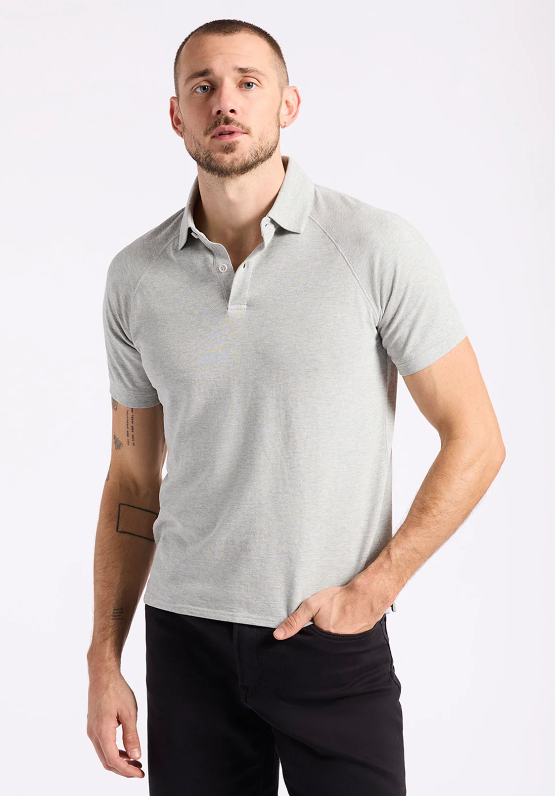 Kindell Men's Short Sleeve Pique Polo, Heather Grey - BM24608 - Image 4