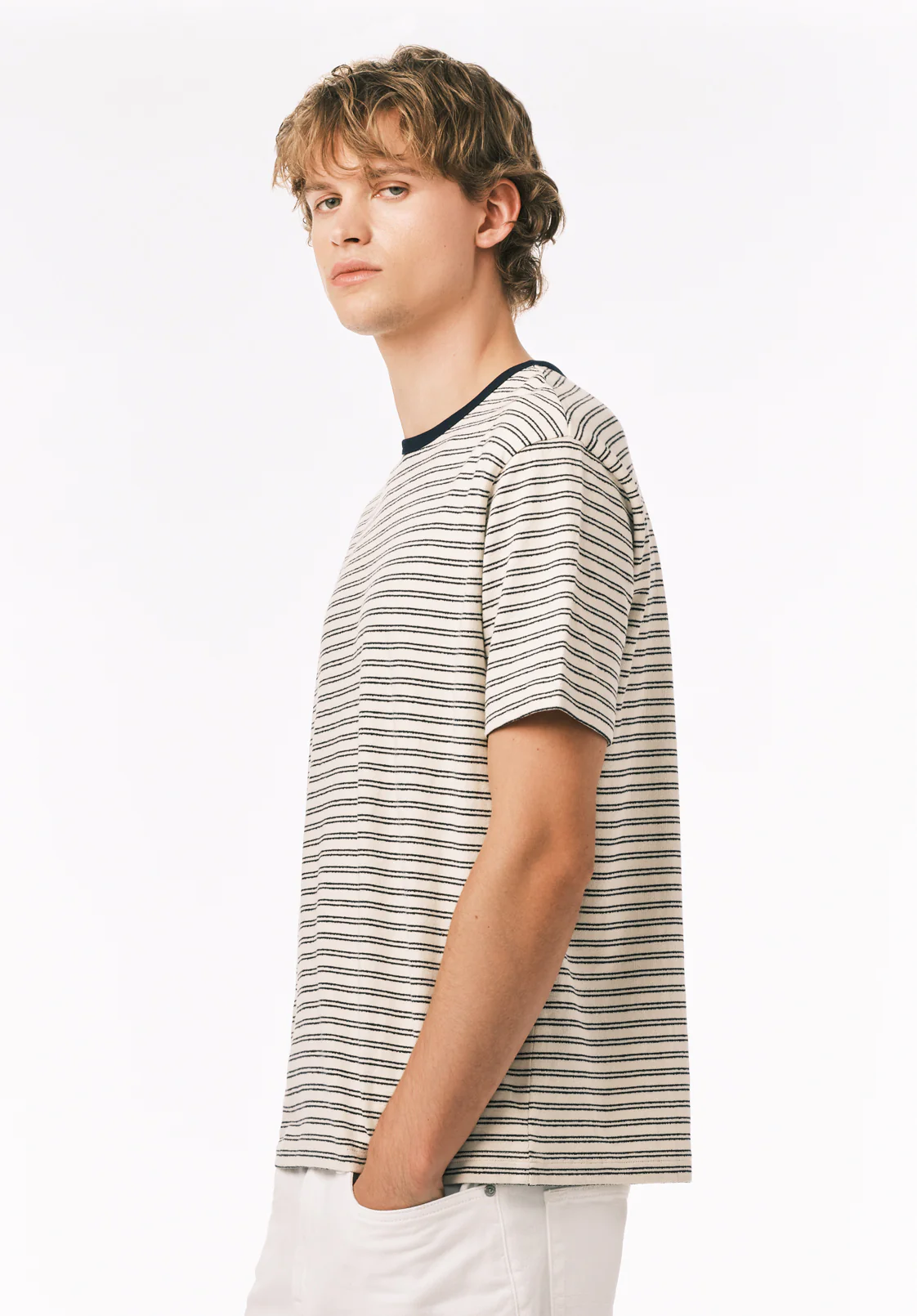 Kindo Men's Short Sleeve Striped Top, Whale - BM24901 - Image 2