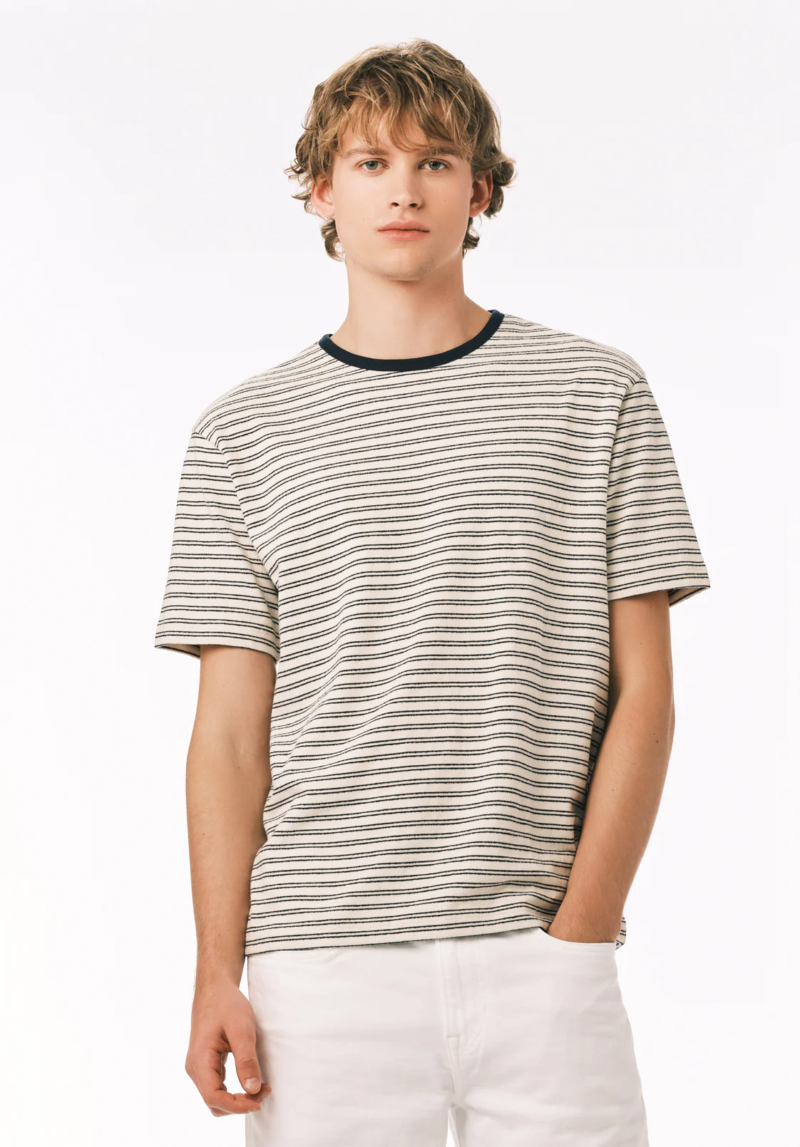 Kindo Men's Short Sleeve Striped Top, Whale - BM24901 - Image 3