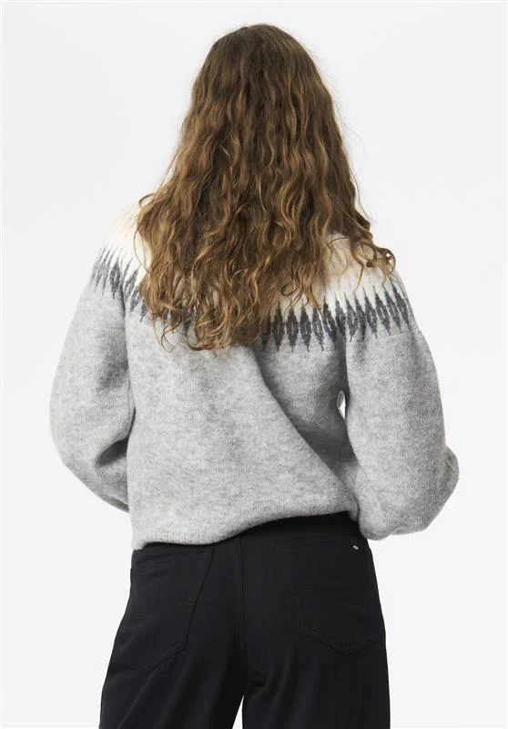 Kindra Women's Fair Isle Sweater, Lt Hr Grey - SW0158 - Image 4