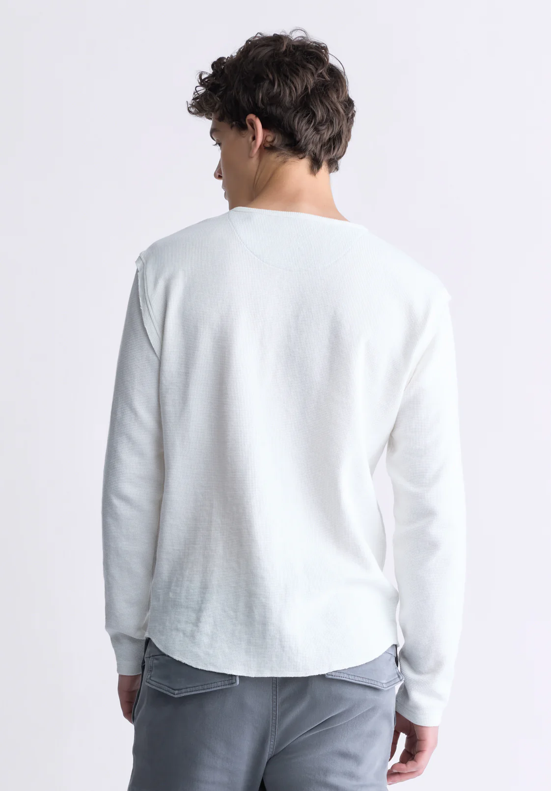 Kipato Men's Long Sleeve Henley, Blanc De Blanc - BM24434 - Image 4