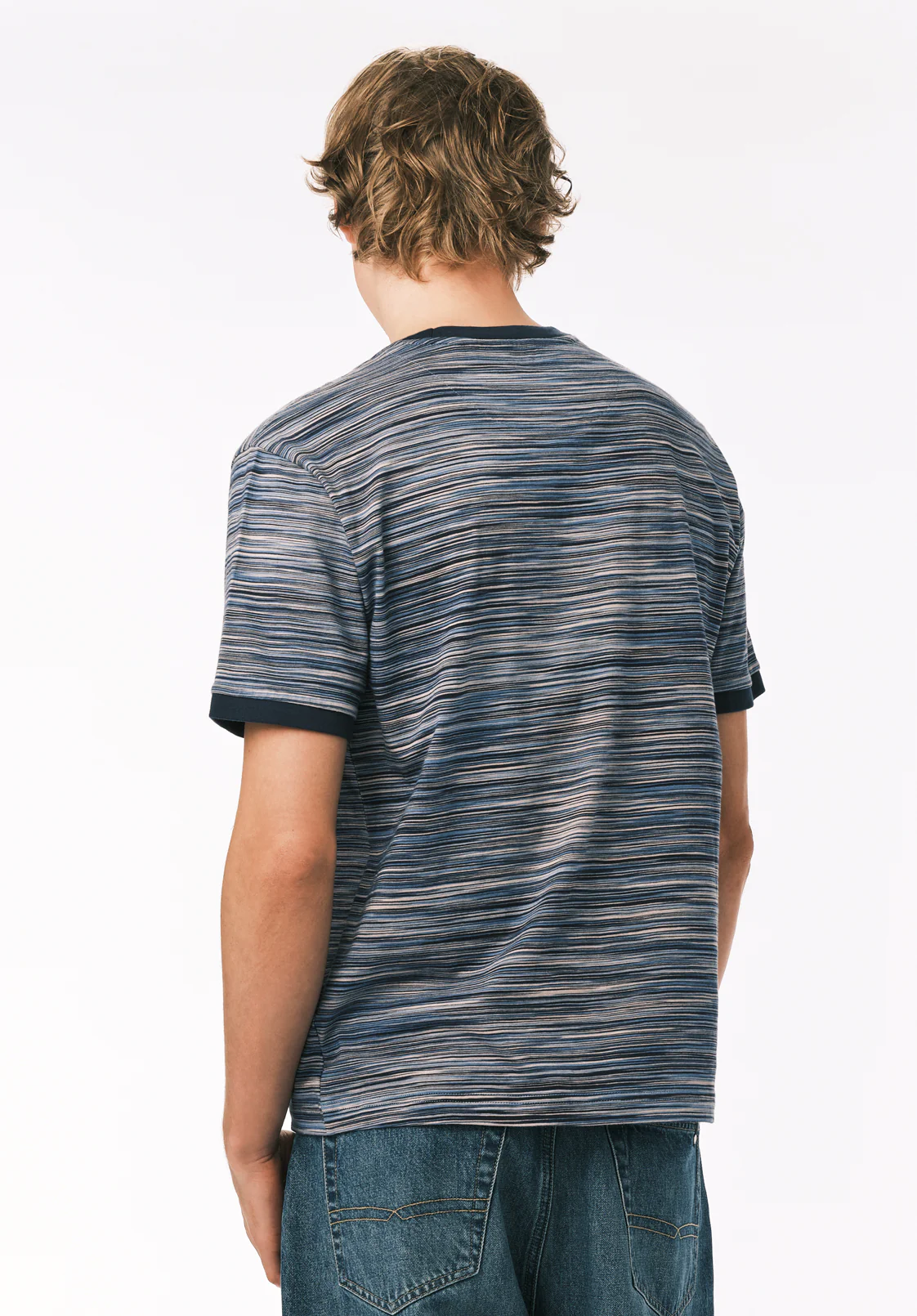 Kirion Men's Striped Tee, Faded Denim - BM24783 - Image 4