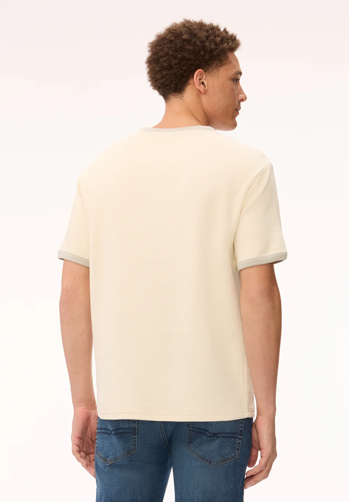 Kiro Men's Textured Short Sleeve Top, Milk - BM24875 - Image 3