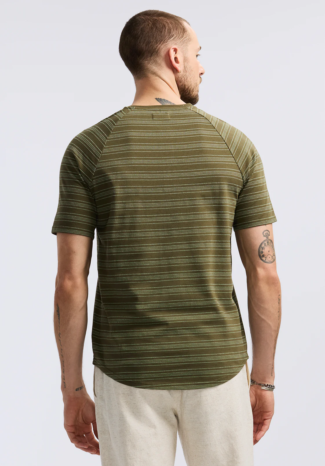 Klaus Men's Short Sleeve Striped Henley, Fern - BM24630 - Image 4