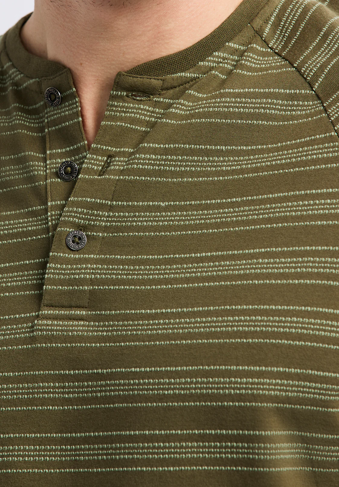 Klaus Men's Short Sleeve Striped Henley, Fern - BM24630 - Image 5