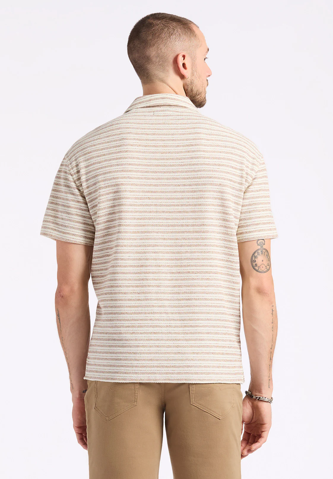 Koddy Men's Short Sleeve Striped Jersey Shirt, Woodsmoke - BM24599 - Image 3