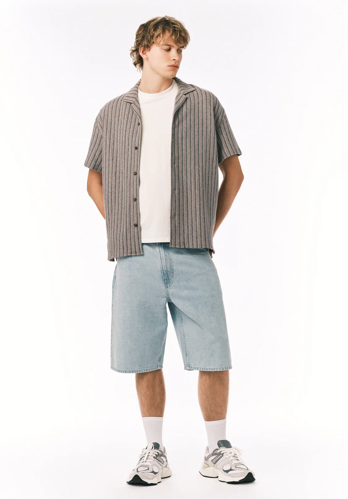 Koddy Men's Short Sleeve Boxy Striped Shirt, Meteorite - BM24869