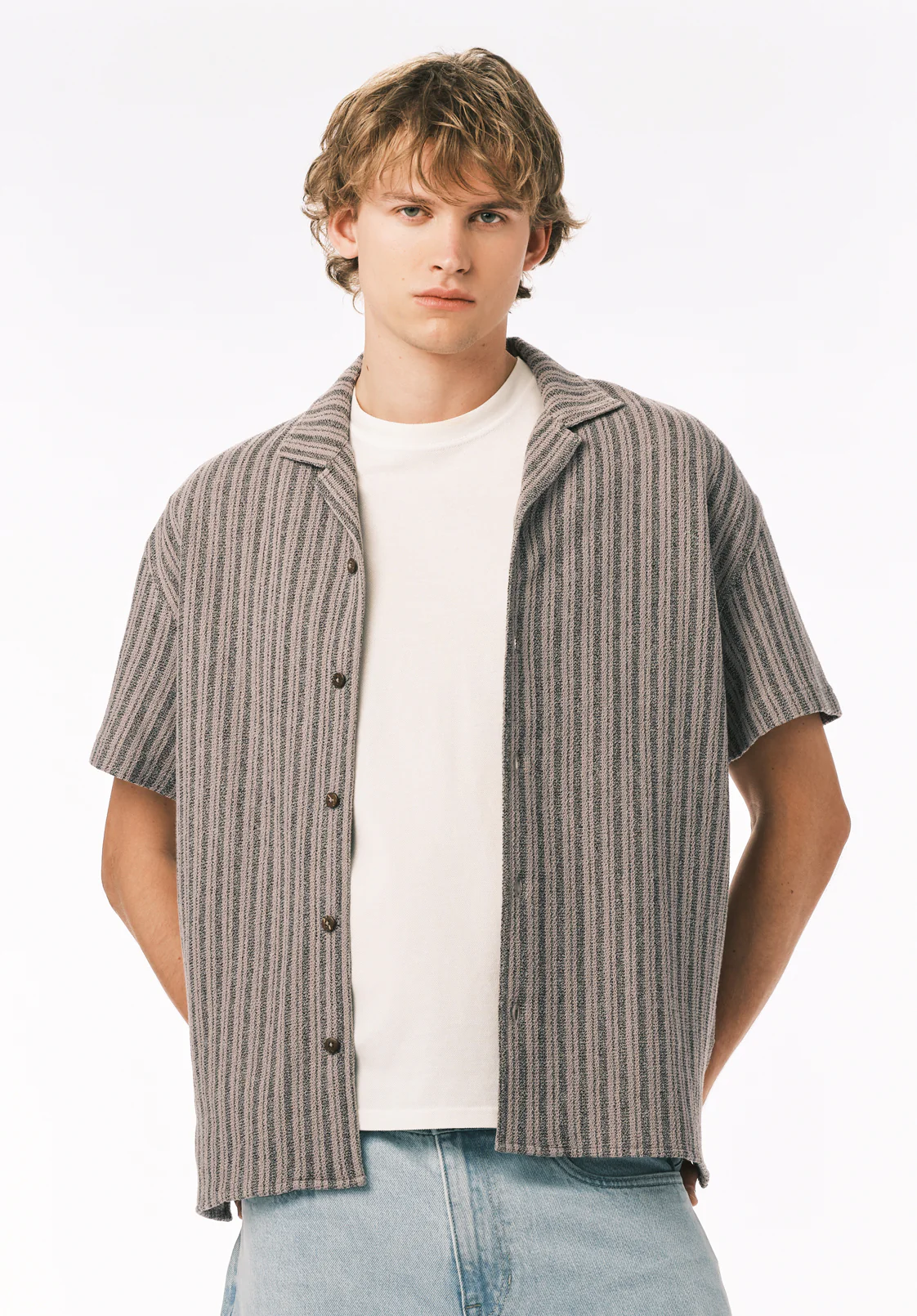 Koddy Men's Short Sleeve Boxy Striped Shirt, Meteorite - BM24869 - Image 2