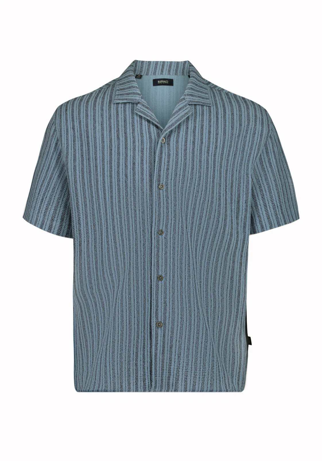 Koddy Men's Short Sleeve Boxy Striped Shirt, Faded Denim - BM24869 - Image 5