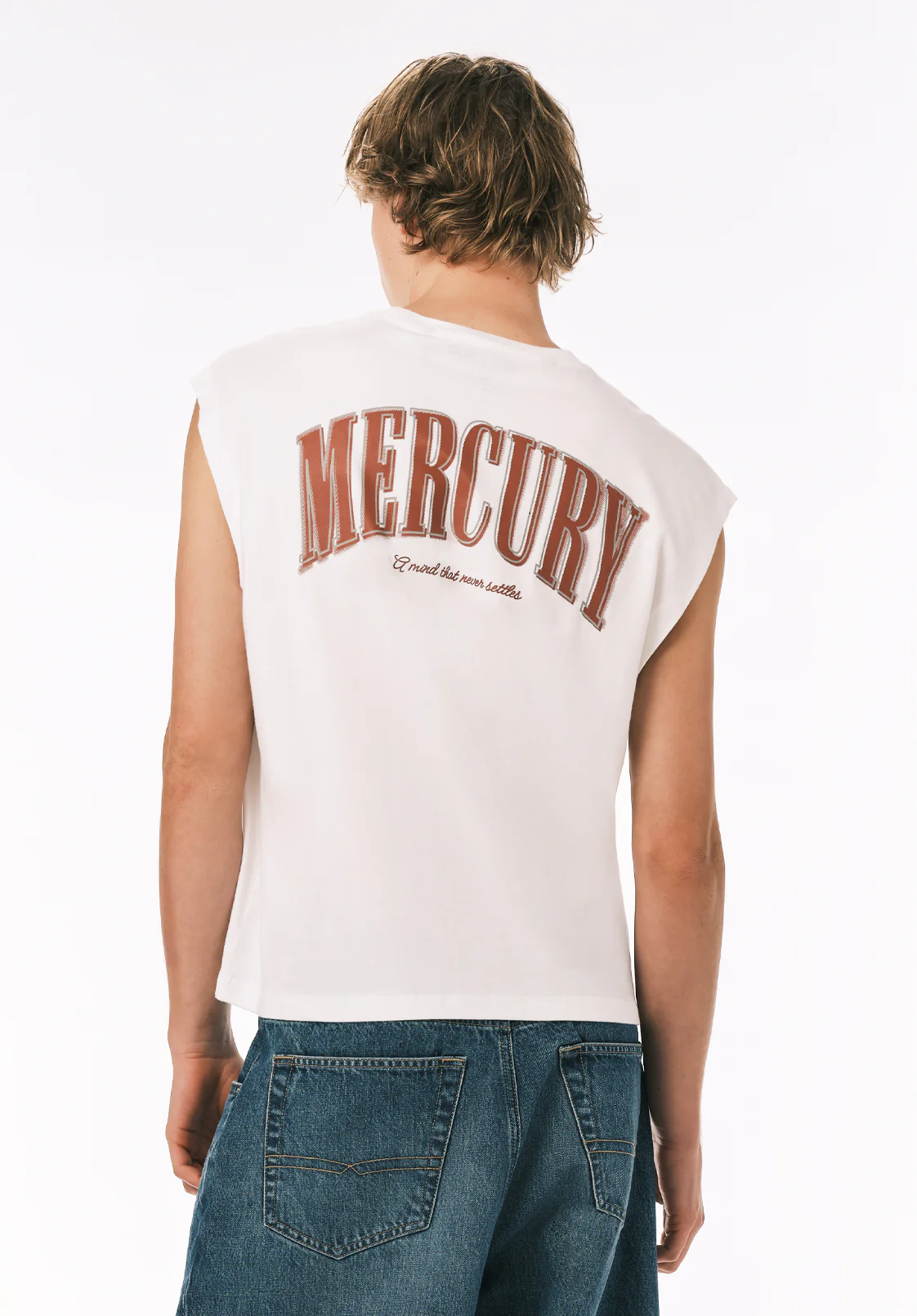 Kurt Men's Cropped Graphic Tank, White - BM24854 - Image 2